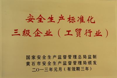 安(ān)全生产(chǎn)标准化证书